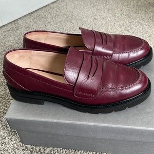 Stuart Weitzman cherry red penny loafers